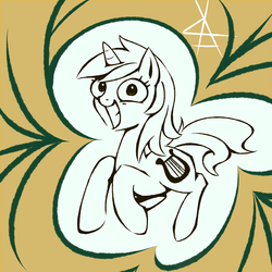 Size: 2500x2500 | Tagged: safe, artist:pterodactl, lyra heartstrings, pony, g4, abstract background, female, grin, irrational exuberance, smiling, solo