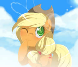 Size: 700x603 | Tagged: dead source, safe, artist:loyaldis, applejack, earth pony, pony, g4, female, heart eyes, one eye closed, solo, wingding eyes