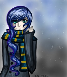 Size: 2278x2636 | Tagged: safe, artist:tao-mell, princess luna, human, g4, clothes, female, humanized, scarf, solo