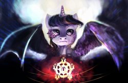 Size: 1103x725 | Tagged: safe, artist:elkaart, twilight sparkle, alicorn, pony, g4, female, half bat pony, mare, twilight sparkle (alicorn)