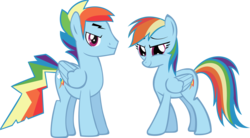 Size: 3452x1899 | Tagged: safe, artist:vector-brony, rainbow dash, pegasus, pony, g4, duo, female, male, mare, rainbow blitz, rule 63, simple background, stallion, transparent background, vector