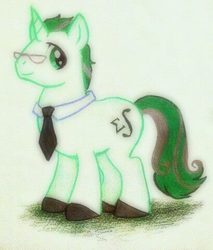 Size: 409x480 | Tagged: safe, artist:peachpalette, oc, oc only, pony, unicorn, glasses, mathmagic, necktie, traditional art