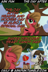 Size: 600x902 | Tagged: safe, oc, oc only, oc:pun, ask pun, comic, hearts and hooves day, lovelace, tumblr