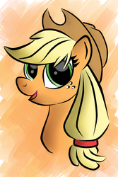 Size: 1024x1536 | Tagged: safe, artist:malamol, applejack, earth pony, pony, g4, bust, female, portrait, solo