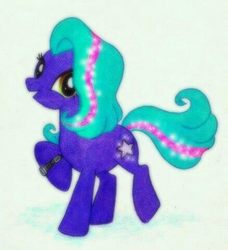 Size: 438x480 | Tagged: safe, artist:peachpalette, oc, oc only, oc:star shimmer, earth pony, pony, bracelet, shiny, sister-in-law, solo, traditional art, watch