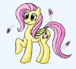 Size: 3955x3587 | Tagged: safe, artist:malamol, fluttershy, butterfly, pony, g4, female, solo