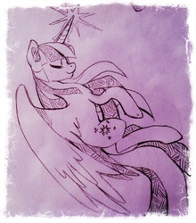 Size: 1720x1952 | Tagged: safe, artist:soulspade, twilight sparkle, alicorn, pony, g4, female, magic, sketch, solo, traditional art, twilight sparkle (alicorn)