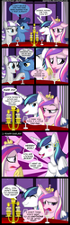 Size: 1340x4295 | Tagged: dead source, safe, artist:veggie55, night light, princess cadance, shining armor, twilight velvet, alicorn, pony, unicorn, g4, candle, comic, crossdressing, earring, glass, implied proposal, makeup, wine glass