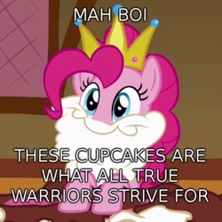 Size: 640x640 | Tagged: safe, edit, edited screencap, screencap, pinkie pie, earth pony, pony, a bird in the hoof, g4, cd-i, female, image macro, king harkinian, mah boi, meme, solo, the legend of zelda