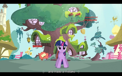 Size: 1024x640 | Tagged: safe, screencap, twilight sparkle, g4, magical mystery cure, youtube caption