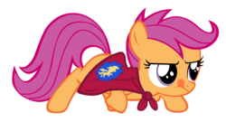 Size: 6177x3344 | Tagged: safe, artist:solusjbj, scootaloo, g4, cape, clothes, simple background, sneaking, transparent background, vector