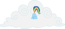 Size: 1054x477 | Tagged: safe, artist:deadparrot22, rainbow dash, pony, g4, cloud, female, hiding, simple background, solo, svg, transparent background, vector