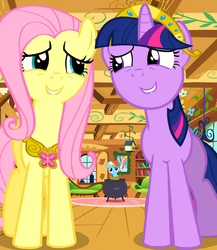 Size: 1566x1801 | Tagged: safe, composite screencap, edit, edited screencap, screencap, fluttershy, rainbow dash, twilight sparkle, pony, g4, magical mystery cure, big crown thingy, cauldron, cooking pot, element of kindness, lip bite, out of context, panorama, person as food, rope, tied up