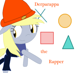 Size: 588x562 | Tagged: safe, derpy hooves, pegasus, pony, g4, crossover, female, mare, parappa, parappa the rapper, parody, rhythm game
