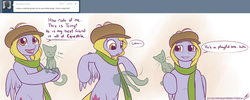 Size: 1280x512 | Tagged: safe, artist:cobaltsnow, lily blossom, cat, ghost, tumblr:lily blossom answers, g4, ask, clothes, hat, scarf