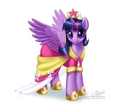Size: 1132x960 | Tagged: dead source, safe, artist:laurenmagpie, twilight sparkle, alicorn, pony, g4, big crown thingy, clothes, dress, female, mare, princess shoes, solo, tiara, twilight sparkle (alicorn)
