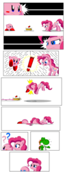 Size: 1400x3700 | Tagged: safe, artist:koopa-master, pinkie pie, earth pony, pony, puffball, yoshi, g4, cake, comic, crossover, crying, female, kirby, kirby (series), male, mare, mario, nintendo, plate, super mario bros.
