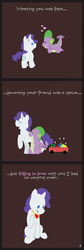 Size: 900x2676 | Tagged: safe, artist:inkypaws-productions, rarity, spike, dragon, pony, unicorn, g4, baby dragon, cart, comic, fire ruby, gem, gemstones, heart, jewelry, mane, necklace, ruby, ship:sparity, shipping, tail, wagon