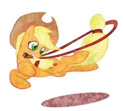 Size: 3750x3366 | Tagged: safe, artist:kna, applejack, earth pony, pony, g4, female, gymnastics, mare, rhythmic gymnastics, rope, simple background, solo, transparent background