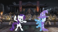 Size: 711x386 | Tagged: artist needed, safe, edit, rarity, trixie, g4, mortal kombat