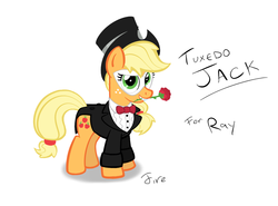 Size: 900x667 | Tagged: dead source, safe, artist:firehazard14, applejack, g4, hilarious in hindsight, rooster teeth, sailor moon (series), tuxedo jack, tuxedo mask