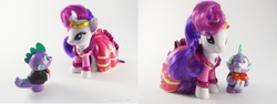 Size: 2287x860 | Tagged: safe, artist:thatg33kgirl, rarity, spike, g4, brushable, toy