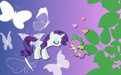 Size: 2560x1600 | Tagged: safe, rarity, spike, g4, female, male, ship:sparity, shipping, straight, wallpaper