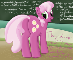 Size: 3500x2886 | Tagged: safe, artist:haltie, cheerilee, earth pony, pony, g4, butt, cute, dialogue, female, flowerbutt, looking at you, looking back, mare, plot
