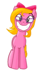 Size: 141x243 | Tagged: safe, artist:drake-ryu, oc, oc only, oc:cynical pink, earth pony, pony, present, smiling, solo