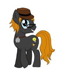 Size: 456x525 | Tagged: safe, artist:peachpalette, oc, oc only, oc:epiphany bomb, earth pony, pony, hat, male, necklace, present, solo, stallion, trilby