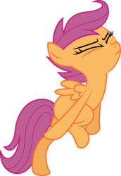 Size: 624x905 | Tagged: safe, artist:deadparrot22, scootaloo, pegasus, pony, g4, sleepless in ponyville, bipedal, eyes closed, female, simple background, solo, spread wings, svg, transparent background, vector, wings