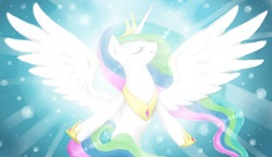 Size: 2800x1616 | Tagged: safe, artist:lilypadphi, princess celestia, pony, g4, magical mystery cure, female, glowing, solo, void