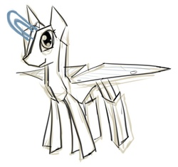 Size: 641x603 | Tagged: safe, artist:moronsonofboron, original species, plane pony, pony, paper, paperclip, plane, ponified