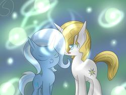 Size: 1600x1200 | Tagged: safe, artist:xxshellbellxx, prince blueblood, trixie, g4, female, male, ship:bluetrix, shipping, straight