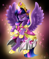 Size: 2500x3000 | Tagged: safe, artist:daughter-of-fantasy, twilight sparkle, alicorn, pony, g4, big crown thingy, clothes, coronation dress, cute, dress, element of magic, female, high res, mare, profile, solo, twiabetes, twilight sparkle (alicorn)