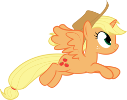 Size: 4000x3130 | Tagged: safe, artist:donnybuy, applejack, alicorn, pony, g4, alicornified, applecorn, female, mare, race swap, simple background, solo, spread wings, transparent background, wings