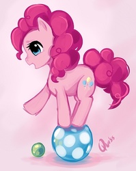 Size: 480x602 | Tagged: safe, artist:quiss, pinkie pie, g4, ball, cute, diapinkes, female, solo