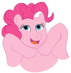 Size: 632x649 | Tagged: safe, artist:popecba, pinkie pie, earth pony, pony, g4, bust, female, hoof on chin, mare, open mouth, simple background, smiling, solo, white background