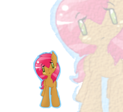 Size: 480x440 | Tagged: safe, artist:micaelameow, babs seed, earth pony, pony, g4, female, filly, looking at you, solo