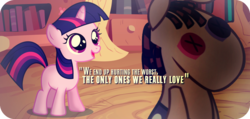 Size: 1080x514 | Tagged: safe, artist:misuuzu, smarty pants, twilight sparkle, g4, filly, quote, text
