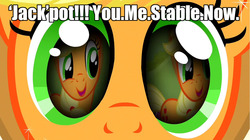 Size: 1280x719 | Tagged: safe, edit, edited screencap, screencap, applejack, g4, magical mystery cure, caption, eyes, image macro, implied sex, out of context, reflection, selfcest, you. me. x. now.