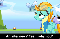 Size: 1024x672 | Tagged: safe, lightning dust, comic:celestia's servant interview, g4, caption, interview, meta