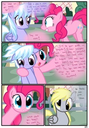 Size: 1741x2500 | Tagged: safe, artist:pyruvate, cloudchaser, derpy hooves, pinkie pie, pegasus, pony, comic:the usual, g4, balloonbutt, butt, comic, female, mare, plot