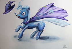 Size: 1086x736 | Tagged: safe, artist:egspony, trixie, g4, traditional art, wand, wind