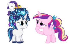 Size: 4800x3000 | Tagged: safe, artist:beavernator, princess cadance, rarity, shining armor, alicorn, pony, unicorn, g4, alternate hairstyle, babity, baby, baby pony, ceremonial headdress, colt, colt shining armor, cute, cutedance, female, filly, filly cadance, filly rarity, foal, male, raribetes, shining adorable, simple background, transparent background, young, young rarity, younger