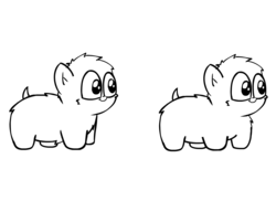 Size: 1200x873 | Tagged: safe, artist:peanutbutter, fluffy pony, comparison, fluffy pony foal