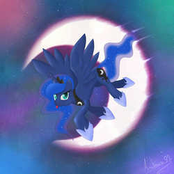 Size: 4780x4780 | Tagged: safe, artist:amaterasu-92, princess luna, pony, g4, absurd resolution, female, moon, solo, tongue out