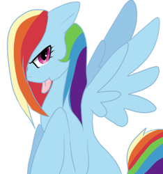 Size: 656x700 | Tagged: safe, artist:bioodline, rainbow dash, pony, g4, alternate hairstyle, female, solo, tongue out