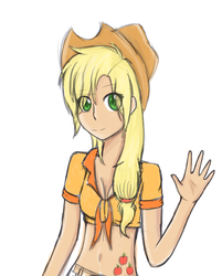 Size: 629x784 | Tagged: safe, artist:leximoon, applejack, human, g4, female, humanized, simple background, solo, white background