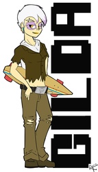 Size: 1024x1792 | Tagged: safe, artist:my-little-veteran, gilda, g4, humanized, skateboard